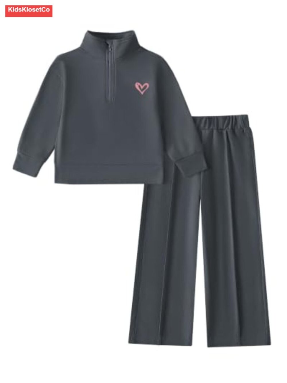 Girls 2-Piece Quarter Zip Sweatshirt & Wide Leg Pants Sets Size 2-8Y Fall Winter